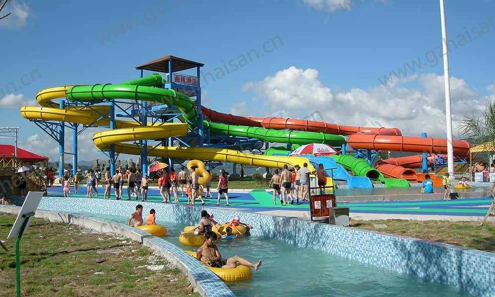 浙江宁波东钱湖水上乐园螺旋组合滑道、漂流河